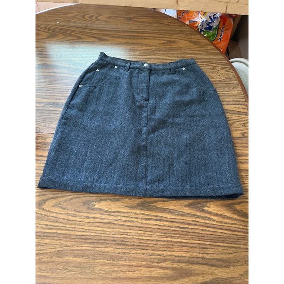 John Rick & Bros Woolrich woman’s charcoal grey colored lined wool skirt size 10 - Picture 1 of 8